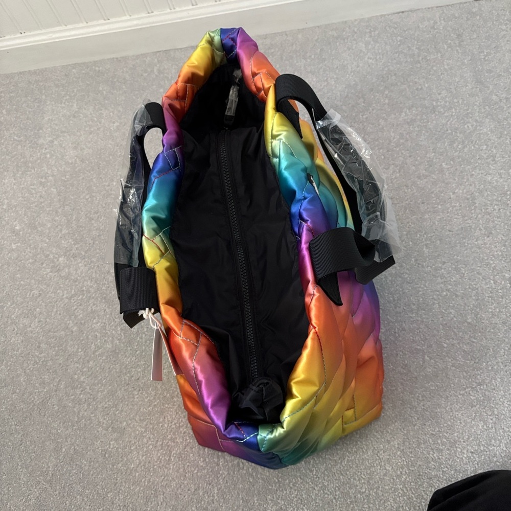 Kurt Geiger Quilted Nylon Large Shopper Rainbow Tote Shoulder Bag Rare - Picture 6 of 9